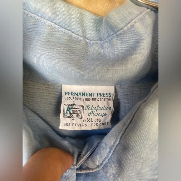 Vintage Kmart Permanent Press Double Pocket Button Front Shirt Lite Blue 70s 80s - Picture 4 of 7